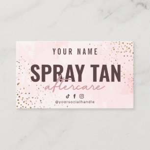 Spray Tan Instruction Aftercare Card