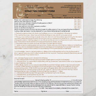 Spray Tan Liability Consent Waiver Form Flyer