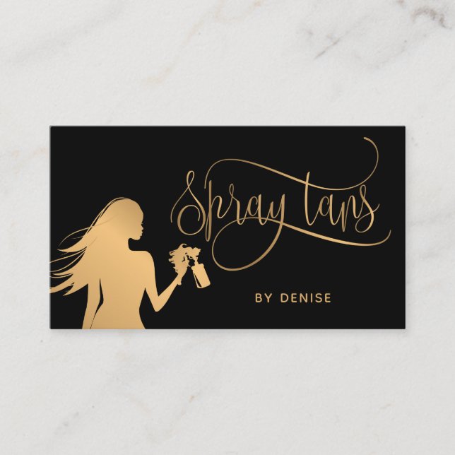 Spray Tan Mobile Spray Tan Gold Glittering Girl Business Card (Front)