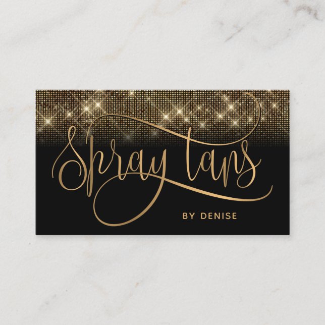 Spray Tan Mobile Spray Tan Gold Glittering Girl Business Card (Front)