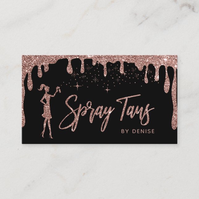 Spray Tan Mobile Spray Tan Gold Glittering Girl Business Card (Front)