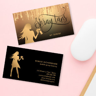 Spray Tan Mobile Spray Tan Gold Glittering Girl Business Card