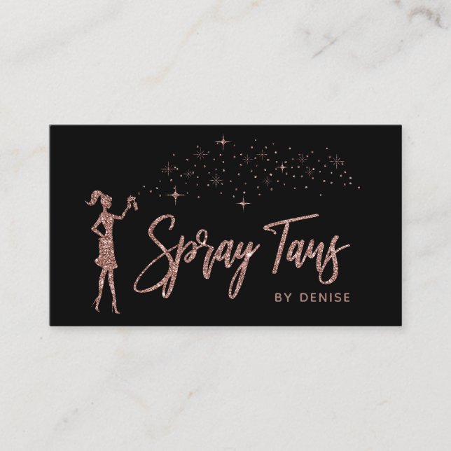 Spray Tan Mobile Spray Tan Gold Glittering Girl Business Card (Front)