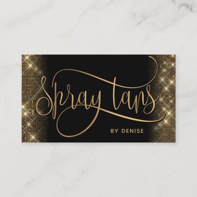 Spray Tan Mobile Spray Tan Gold Glittering Girl Business Card (Front)