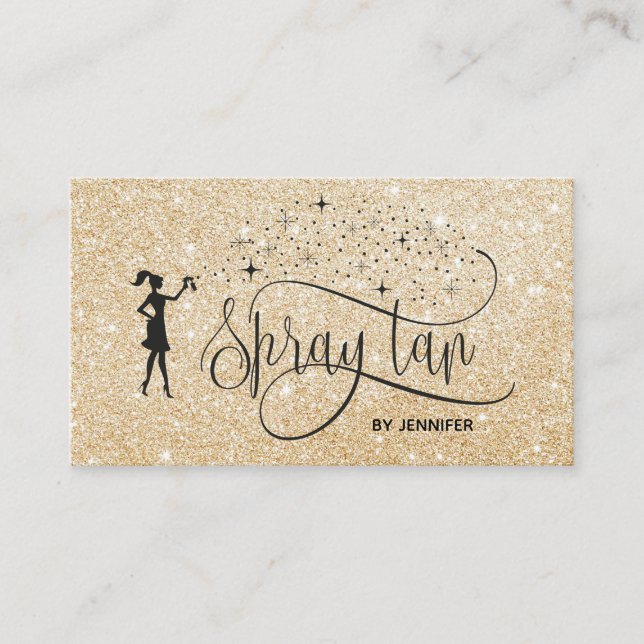 Spray Tan Mobile Spray Tanning Glittering Girl Business Card (Front)