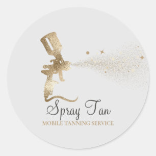 Spray Tan Mobile Tanning Air Brush Gold Makeup Classic Round Sticker