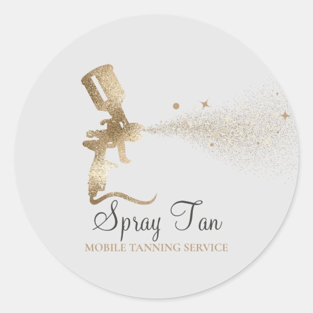 Spray Tan Mobile Tanning Air Brush Gold Makeup Classic Round Sticker (Front)