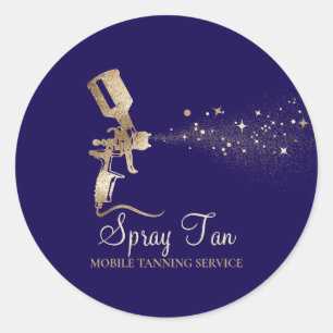 Spray Tan Mobile Tanning Air Brush navy Classic Round Sticker