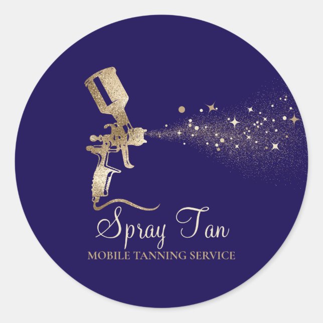 Spray Tan Mobile Tanning Air Brush navy Classic Round Sticker (Front)