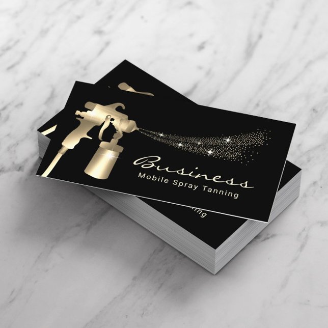 Spray Tan Modern Gold Mobile Tanning Business Card (Creator Uploaded)