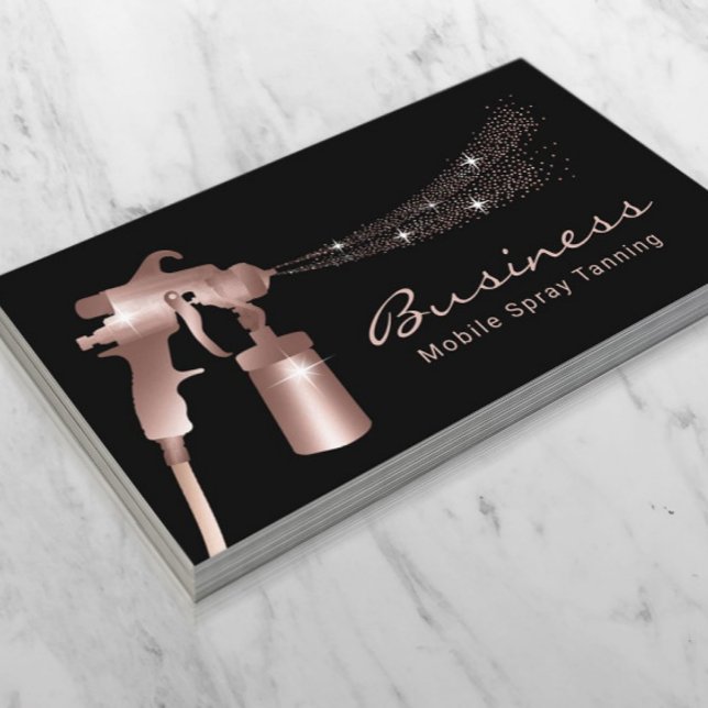 Spray Tan Modern Rose Gold Mobile Tanning  Business Card (Creator Uploaded)