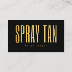 Spray Tan QR Code & Logo Black And Gold Business Card