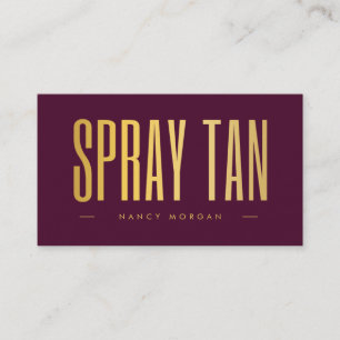 Spray Tan QR Code & Logo Burgundy And Gold  Business Card