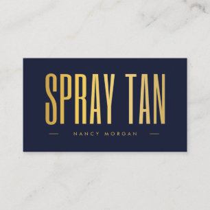 Spray Tan QR Code & Logo Navy And Gold Business Card