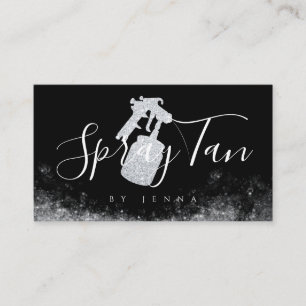 Spray Tan Silver Glitter Tanning Salon Business Card