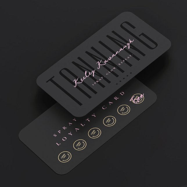 Spray Tan Tanning Specialist Pink Black Loyalty Business Card (Spray Tan Tanning Specialist Pink Black Loyalty Business Card
)