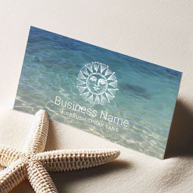 Spray Tan Vintage Sun Spa Logo Tropical Beach Business Card (Creator Uploaded)