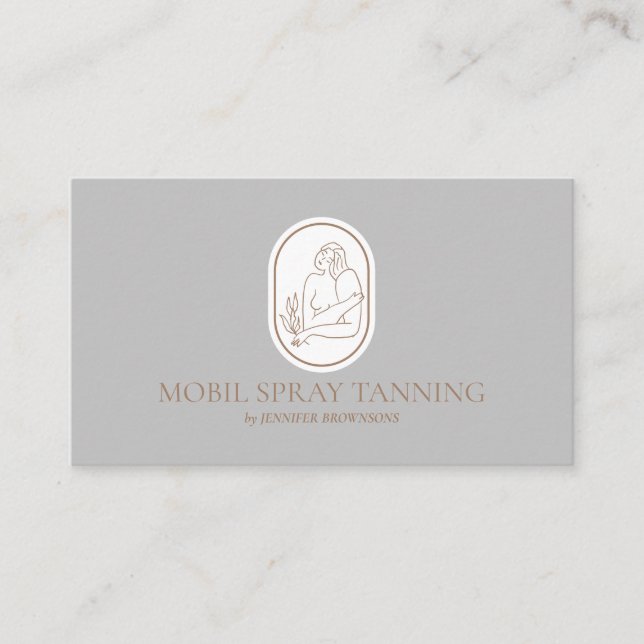Spray Tanning Boho Body Skincare grey Business Card (Front)