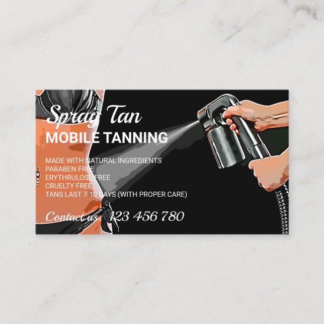 Spray Tanning Mobile Body Tan Paint Summer Bronze Business Card (Front)