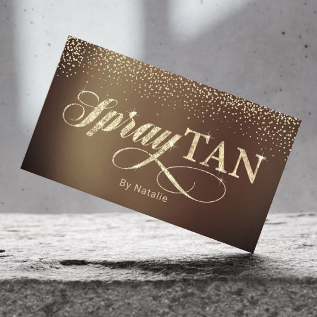 Spray Tanning Modern Gold Typography Business Card (Creator Uploaded)