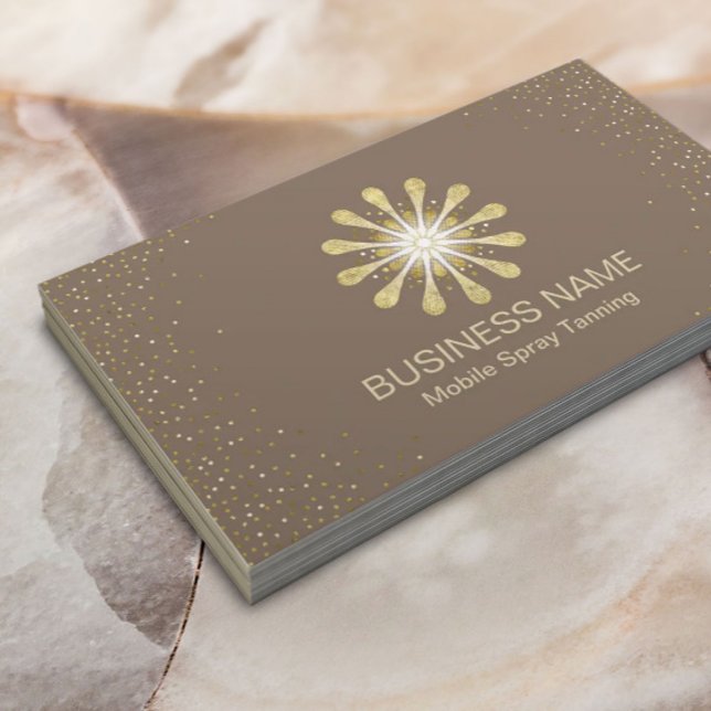 Spray Tanning Salon Golden Sun Modern Confetti Business Card (Creator Uploaded)