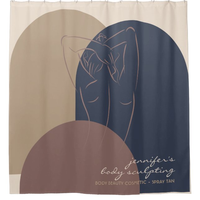 Spray Tanning Sculpted Contouring Girl Body Shower Curtain (Front)
