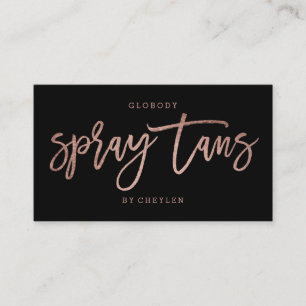 Spray tans logo elegant rose gold typography black business card