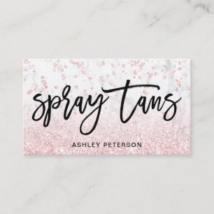 Spray tans rose gold glitter marble confetti business card