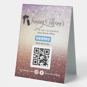 SPRAY TANS VENMO QR CODE PEDESTAL SIGN