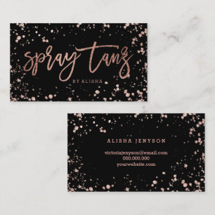 Spray tanz script rose gold confetti splatters business card