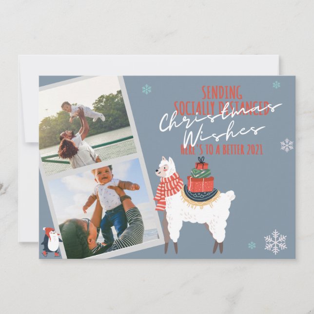 Spread Cheer not Virus - Socially Distanced PHOTO Holiday Card (Front)