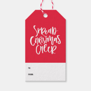 Spread Christmas Cheer Hand Lettered Red Holiday Gift Tags