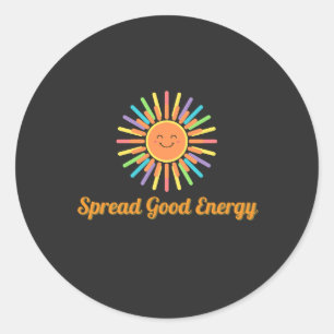 Spread Good Energy Positive Retro Design Classic Round Sticker