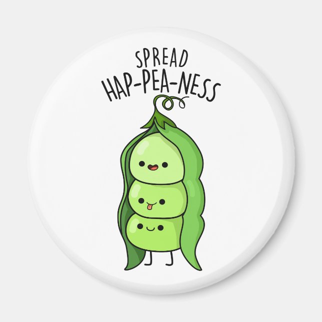 Spread Hap-pea-ness Funny Peas Pun  Magnet (Front)