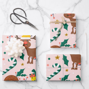 Spread Holiday Joy with Our Festive Pink Wrapping Paper Sheet