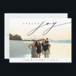 Spread Joy, Christmas Family Photo Layover Holiday Card<br><div class="desc">Spread Joy, Happiest Holidays, Merry Christmas. Celebrate the season with this family photo (landscape) card (printed and / or instant download), in modern contemporary gentle romantic script themed layover. It is fully customisable and personalised with your own greeting messages. It is simple, easy, yet modern minimalist and festive. This is...</div>