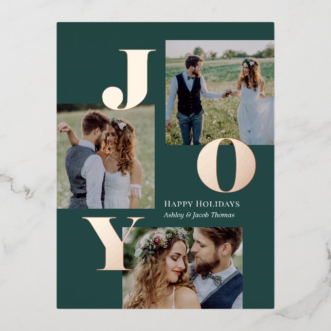 Spread Joy Editable Colour Foil Holiday Postcard (Front)