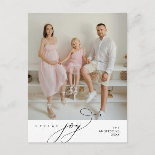 Spread Joy, Family Photo, Christmas Greeting Postcard