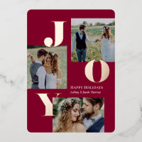 Spread Joy Foil Holiday Card Editable Colour