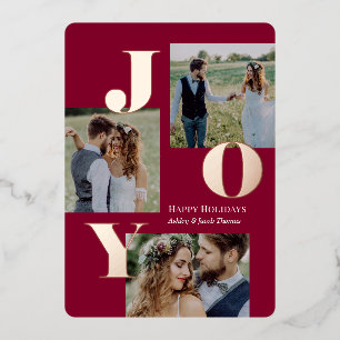 Spread Joy Foil Holiday Card Editable Colour