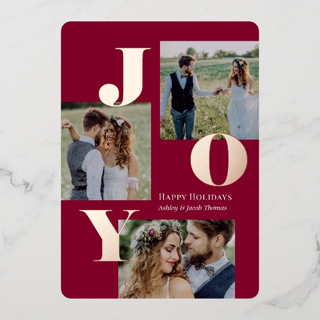Spread Joy Foil Holiday Card Editable Colour (Front)