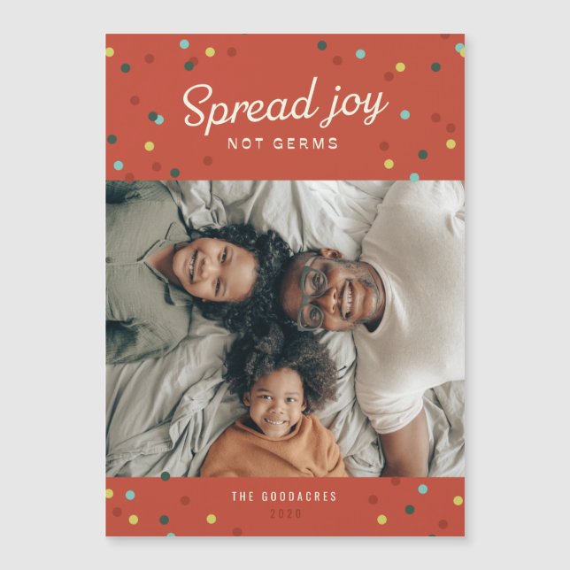Spread Joy, Not Germs Holiday Magnetic Card (Front)