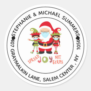 Spread Joy not Germs Santa 2020 Return Address Classic Round Sticker