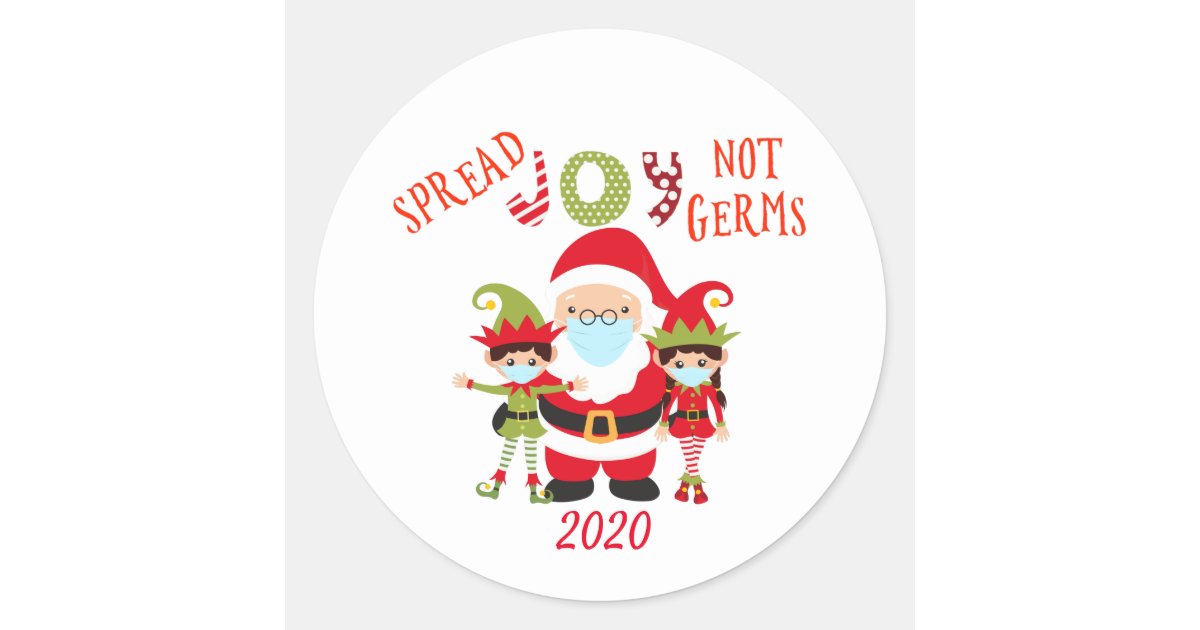 Spread Joy not Germs Santa Funny Elf Classic Round Sticker Zazzle
