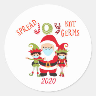 Spread Joy not Germs Santa Funny Elf Classic Round Sticker