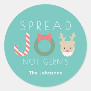 Spread JOY Reindeer Mask Truquoise Blue Classic Round Sticker