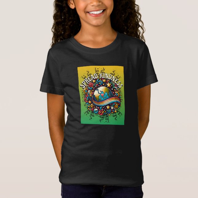 Spread Kindness Colourful World Art T-Shirt (Front)