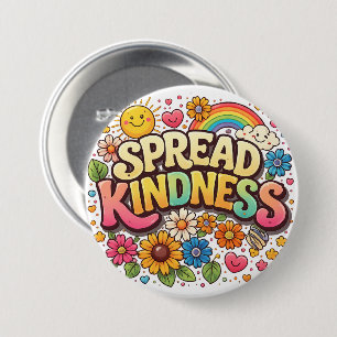 Spread Kindness – Cute Floral Rainbow  7.5 Cm Round Badge