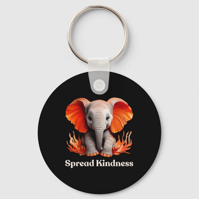 Spread Kindness Cute Orange-reddish Ba  Key Ring (Front)
