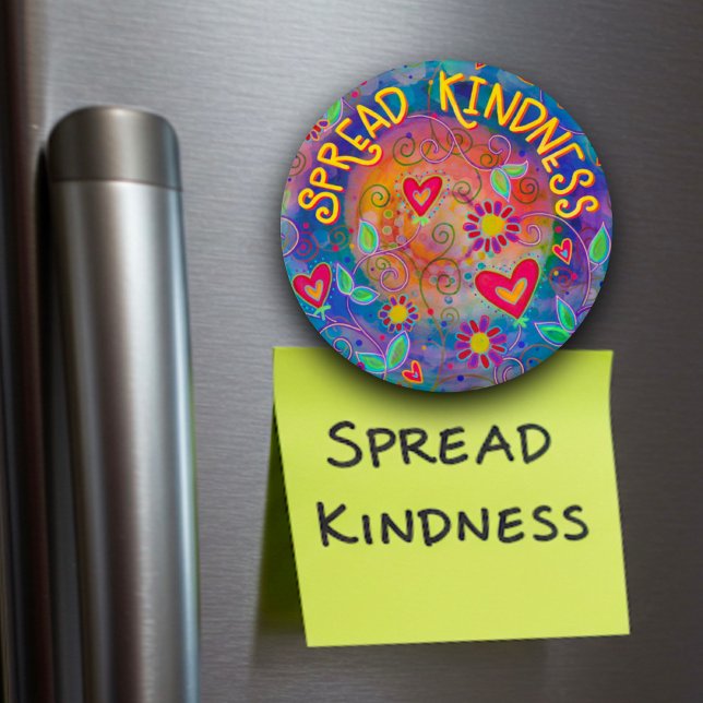 Spread Kindness Inspiring Quote hearts flowers Magnet (Creator Uploaded)